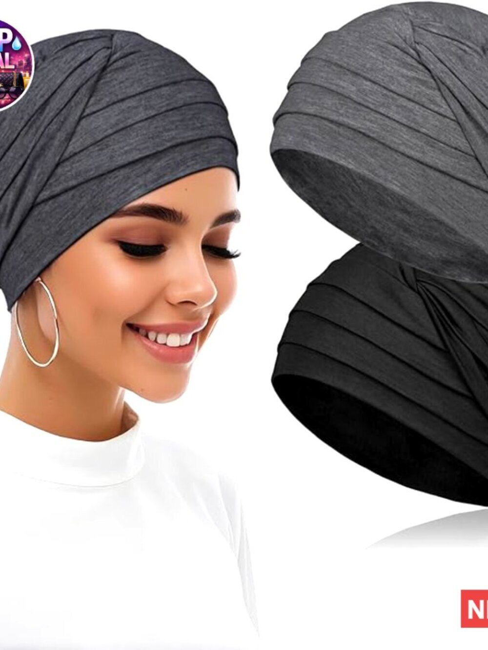 Soft Rayon Cotton Chemo Headwear for Women, Elastic Cancer Hat